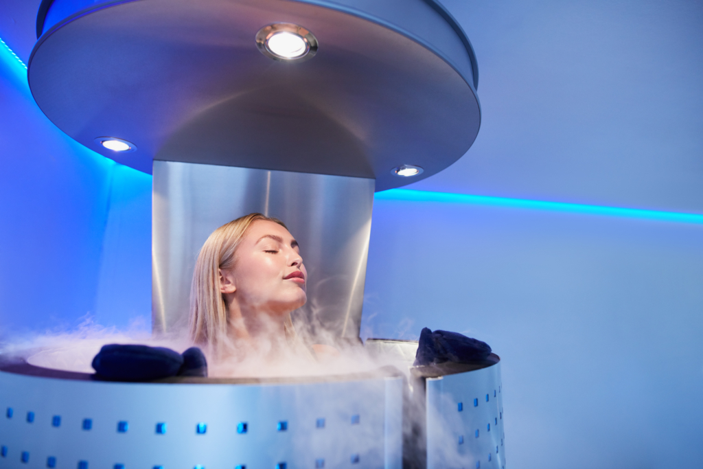 Frau befindet sich in Kryosauna